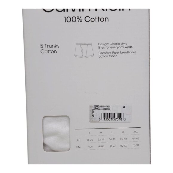Calvin Klein Mens Size XL Trunks 10 Pair Classic Fit White 2 Boxes of 5 each - Picture 4 of 7